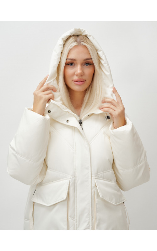 Длинный зимний пуховик с капюшоном «Летучая мышь» для женщин