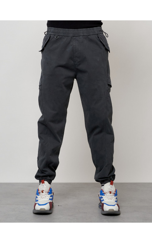 Мужские брюки карго с накладными карманами, тёмно-серые. в Тюмени