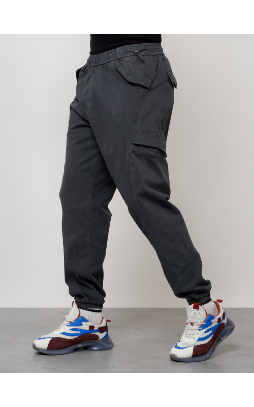 Мужские брюки карго с накладными карманами, тёмно-серые. в Тюмени