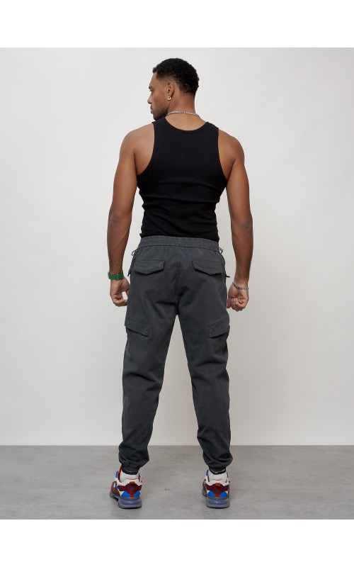 Мужские брюки карго с накладными карманами, тёмно-серые. в Тюмени