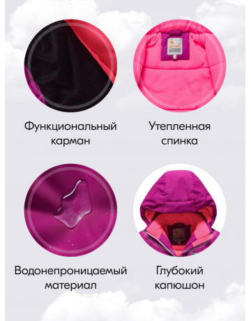 Горнолыжный костюм зимний для девочки малиновый