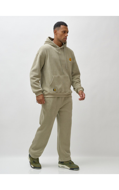 Мужской демисезонный спортивный костюм на флисе, светло-зелёный. в Тюмени