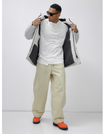 Мужская зимняя удлиненная парка с мехом, светло-серая в Тюмени