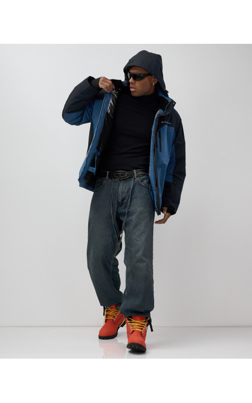 Мужская зимняя горнолыжная куртка синего цвета для спорта. в Тюмени