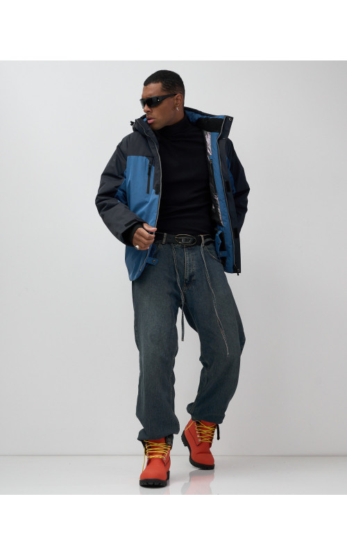 Мужская зимняя горнолыжная куртка синего цвета для спорта. в Тюмени