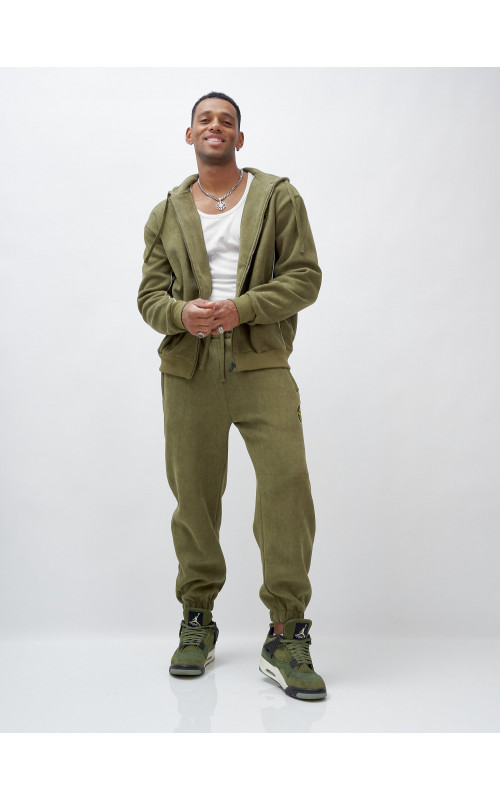 Мужской демисезонный спортивный костюм на флисе, хаки, для спорта. в Тюмени