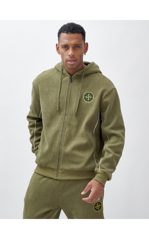 Мужской демисезонный спортивный костюм на флисе, хаки, для спорта. в Тюмени