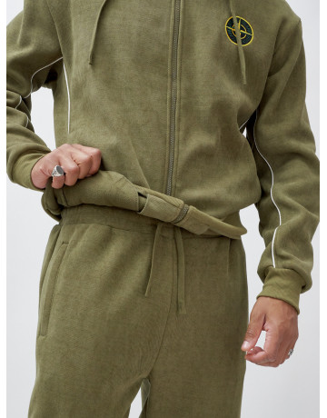 Мужской демисезонный спортивный костюм на флисе, хаки, для спорта. в Тюмени