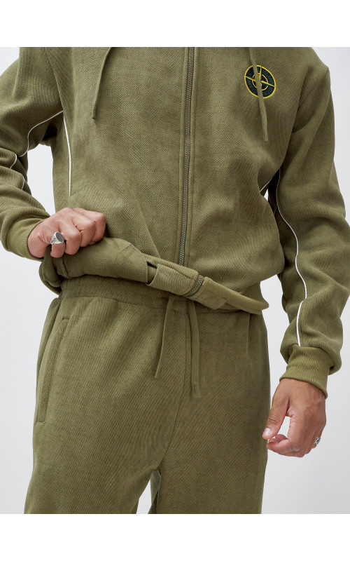 Мужской демисезонный спортивный костюм на флисе, хаки, для спорта. в Тюмени