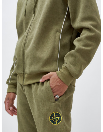 Мужской демисезонный спортивный костюм на флисе, хаки, для спорта. в Тюмени