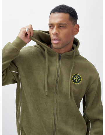 Мужской демисезонный спортивный костюм на флисе, хаки, для спорта. в Тюмени