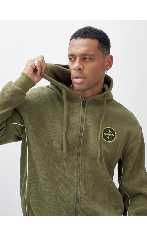 Мужской демисезонный спортивный костюм на флисе, хаки, для спорта. в Тюмени