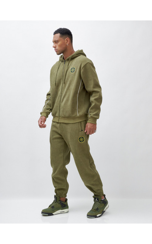 Мужской демисезонный спортивный костюм на флисе, хаки, для спорта. в Тюмени