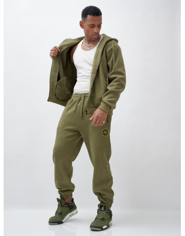 Мужской демисезонный спортивный костюм на флисе, хаки, для спорта. в Тюмени