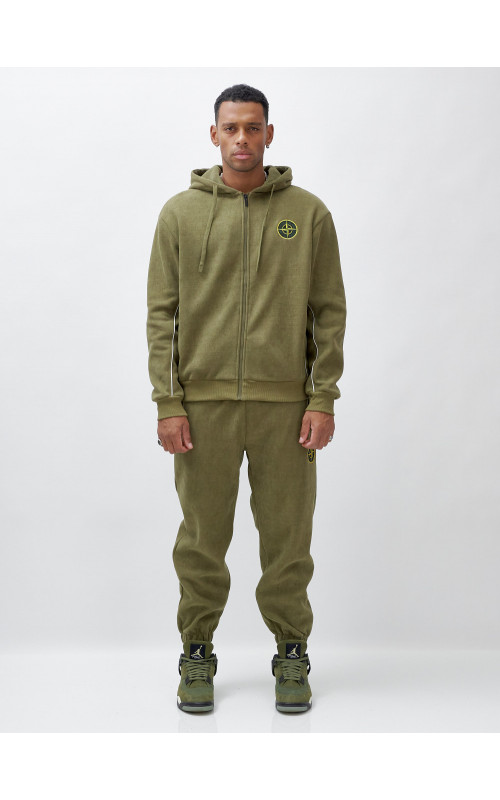 Мужской демисезонный спортивный костюм на флисе, хаки, для спорта. в Тюмени