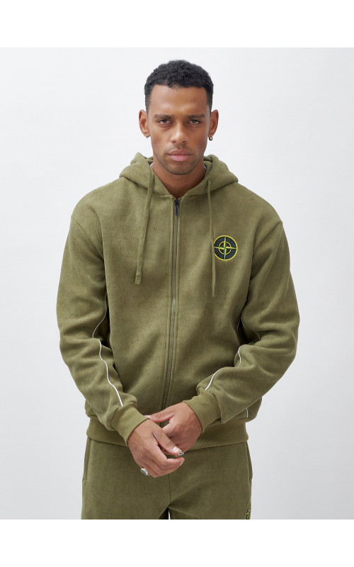 Мужской демисезонный спортивный костюм на флисе, хаки, для спорта. в Тюмени