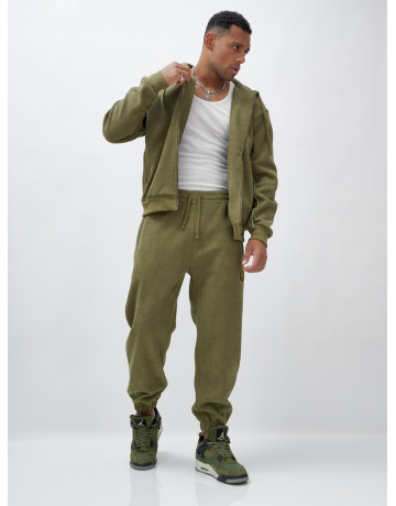 Мужской демисезонный спортивный костюм на флисе, хаки, для спорта. в Тюмени