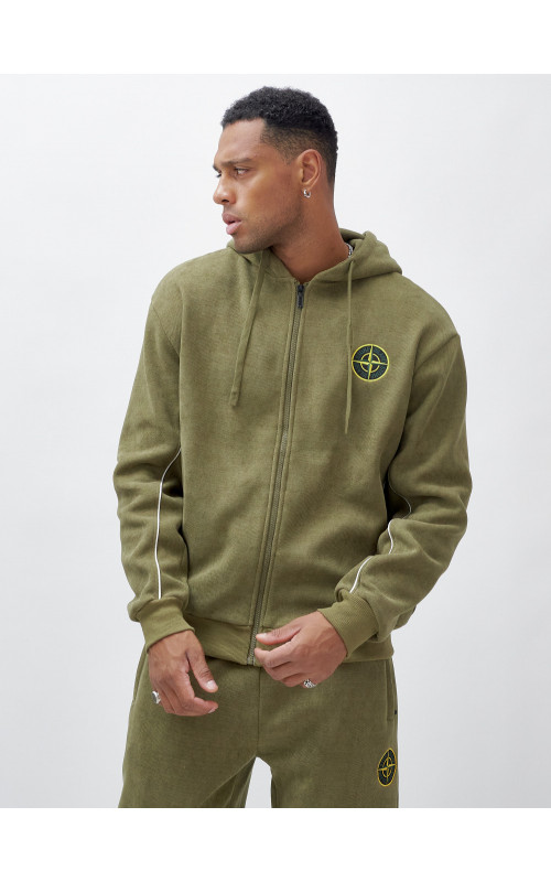 Мужской демисезонный спортивный костюм на флисе, хаки, для спорта. в Тюмени