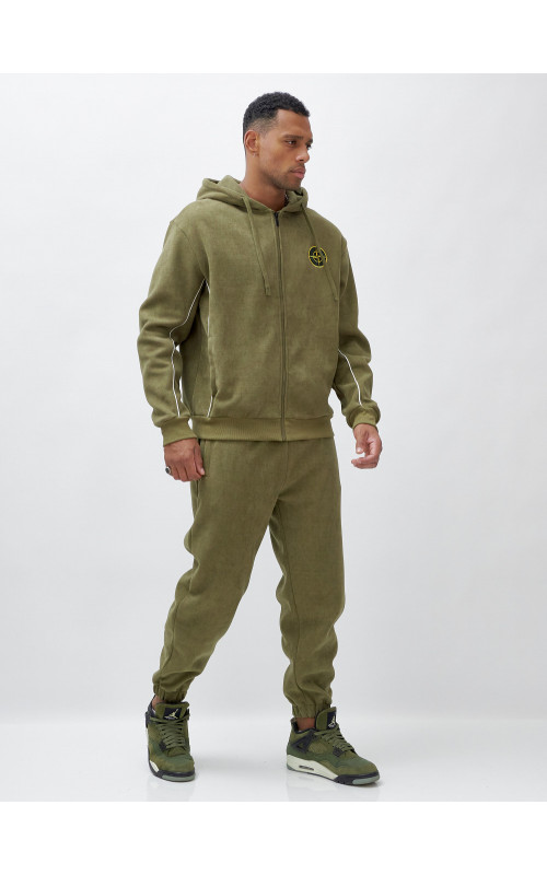 Мужской демисезонный спортивный костюм на флисе, хаки, для спорта. в Тюмени