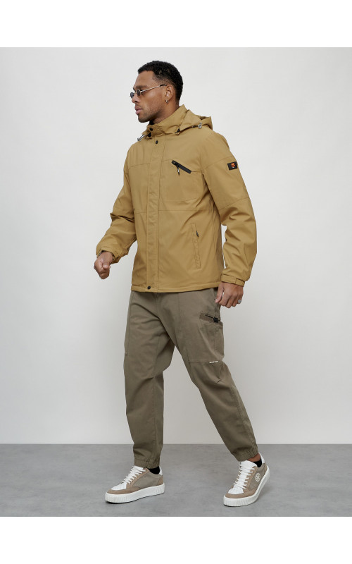 Мужская спортивная куртка с капюшоном, весна, бежевый, для активного отдыха в Тюмени