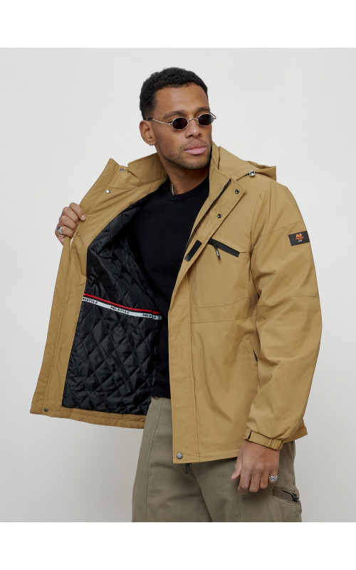 Мужская спортивная куртка с капюшоном, весна, бежевый, для активного отдыха в Тюмени