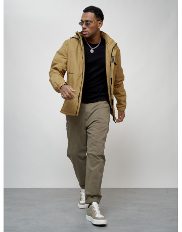 Мужская спортивная куртка с капюшоном, весна, бежевый, для активного отдыха в Тюмени