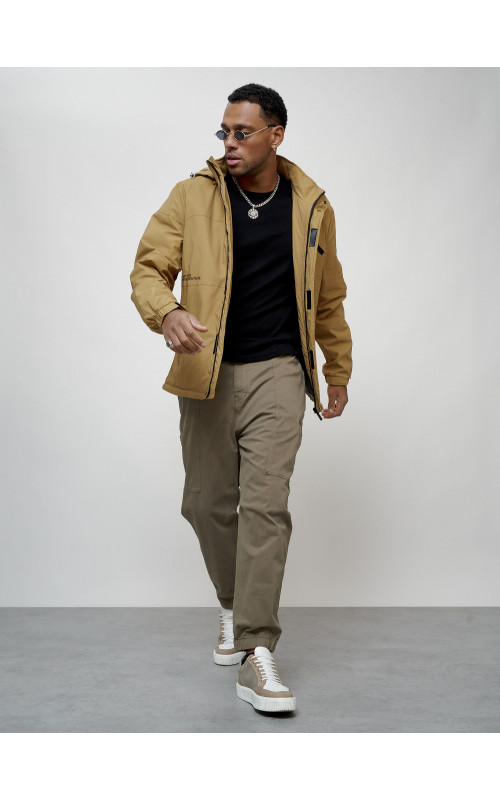 Мужская спортивная куртка с капюшоном, весна, бежевый, для активного отдыха в Тюмени