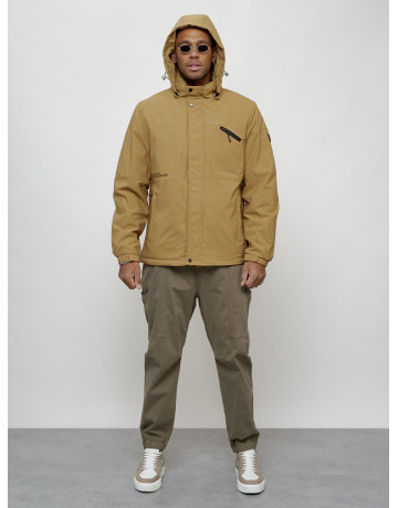 Мужская спортивная куртка с капюшоном, весна, бежевый, для активного отдыха в Тюмени