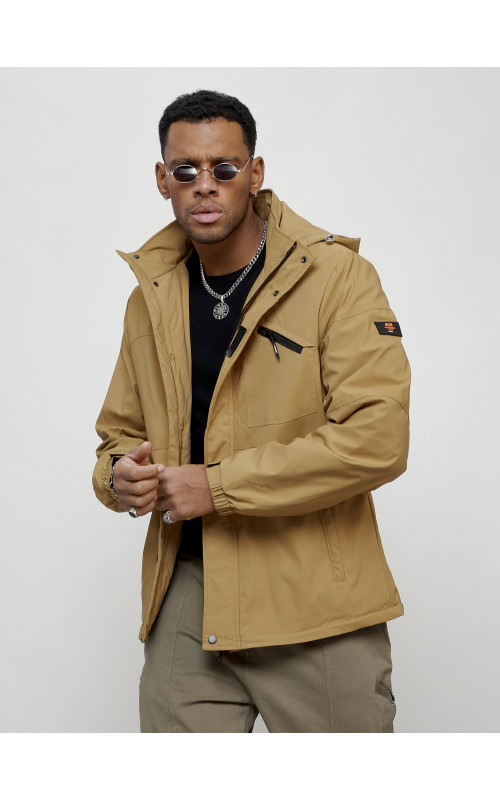 Мужская спортивная куртка с капюшоном, весна, бежевый, для активного отдыха в Тюмени