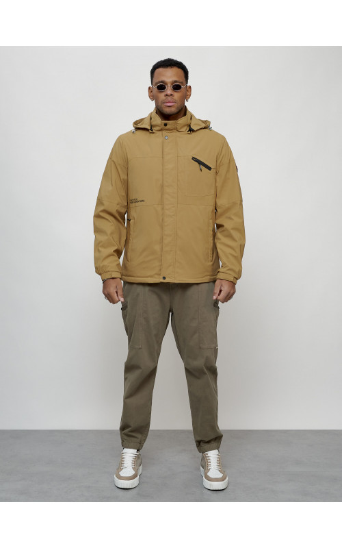 Мужская спортивная куртка с капюшоном, весна, бежевый, для активного отдыха в Тюмени