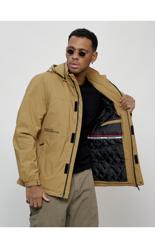 Мужская спортивная куртка с капюшоном, весна, бежевый, для активного отдыха в Тюмени