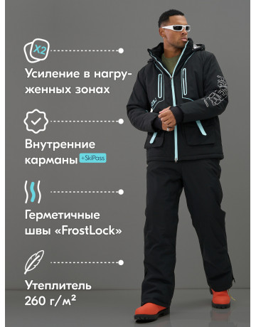 Мужской горнолыжный костюм: куртка и полукомбинезон для зимних видов спорта