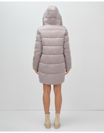 Пуховик зимний женский классический с капюшоном, светло-коричневый. в Тюмени