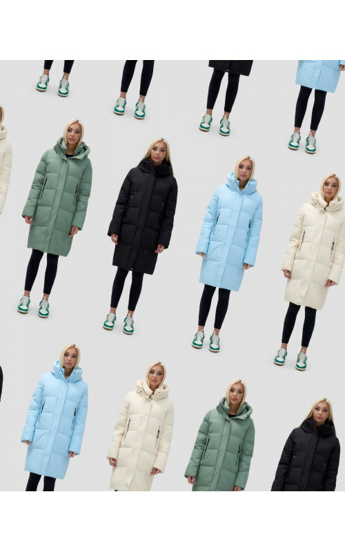 Женский зимний пуховик с капюшоном, удлинённый, бежевый. в Тюмени