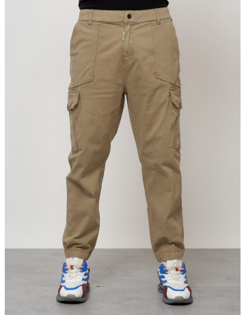 Мужские брюки карго с накладными карманами, бежевые в Тюмени
