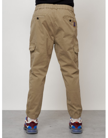Мужские брюки карго с накладными карманами, бежевые в Тюмени