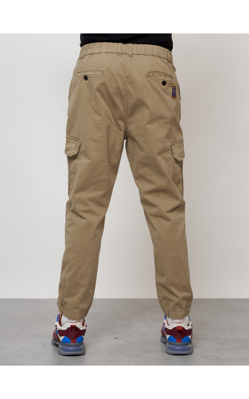 Мужские брюки карго с накладными карманами, бежевые в Тюмени