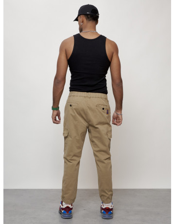 Мужские брюки карго с накладными карманами, бежевые в Тюмени