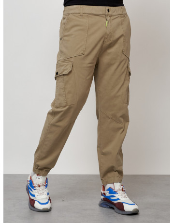 Мужские брюки карго с накладными карманами, бежевые в Тюмени