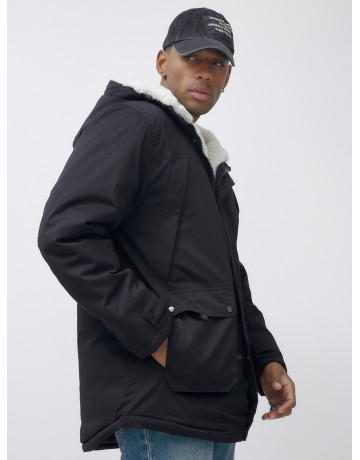 Мужская зимняя удлиненная парка с мехом, чёрная. в Тюмени