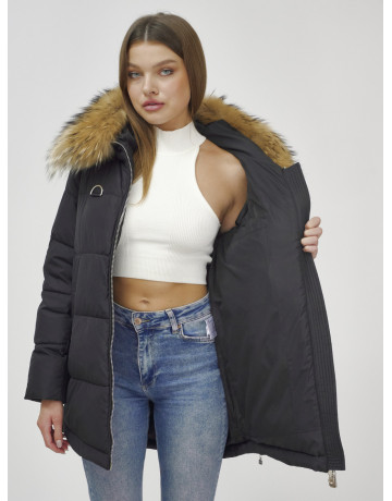 Женская зимняя куртка премиум-класса с мехом енота.