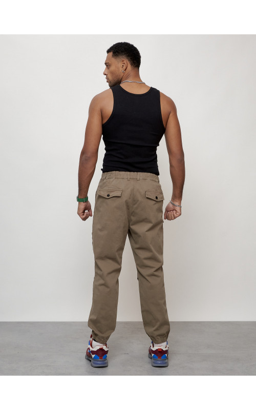Мужские брюки карго с накладными карманами, бежевые в Тюмени