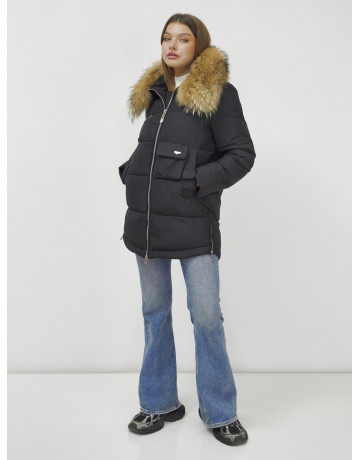 Женская зимняя куртка премиум-класса с мехом енота.