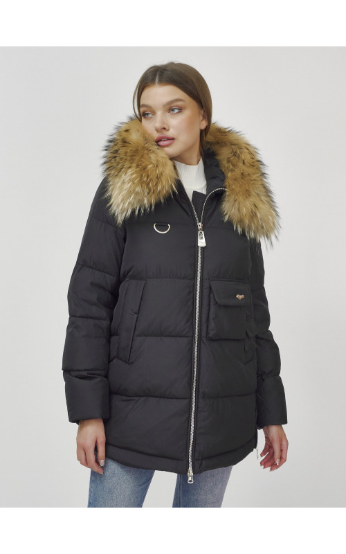 Женская зимняя куртка премиум-класса с мехом енота.