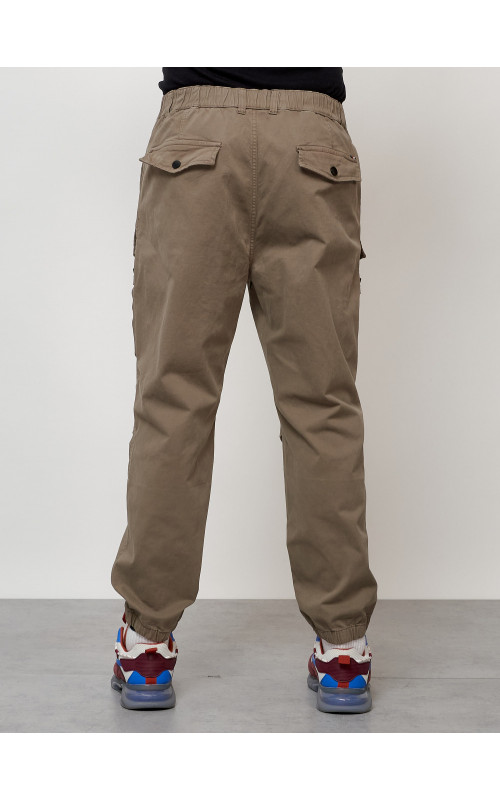 Мужские брюки карго с накладными карманами, бежевые в Тюмени