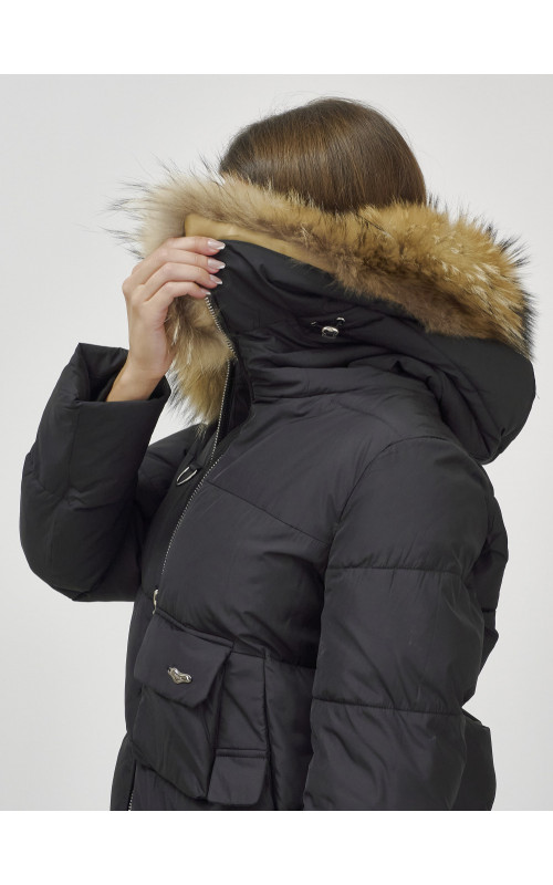 Женская зимняя куртка премиум-класса с мехом енота.