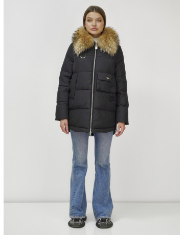 Женская зимняя куртка премиум-класса с мехом енота.