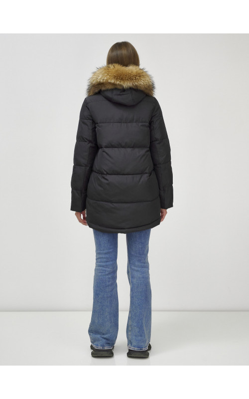 Женская зимняя куртка премиум-класса с мехом енота.