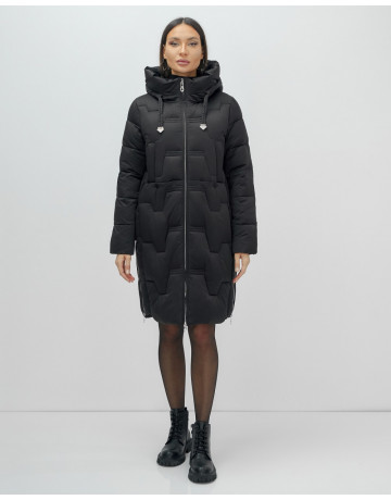 Женский длинный пуховик с капюшоном для зимы.