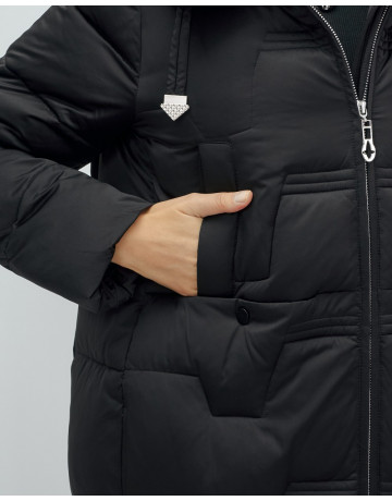 Женский длинный пуховик с капюшоном для зимы.